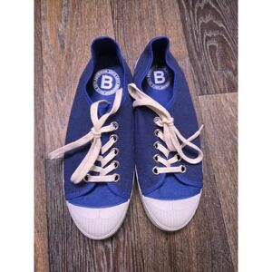 Bensimon Blue Canvas Low Top Sneakers Lace Up Shoes Made in Spain Size 8.5 39